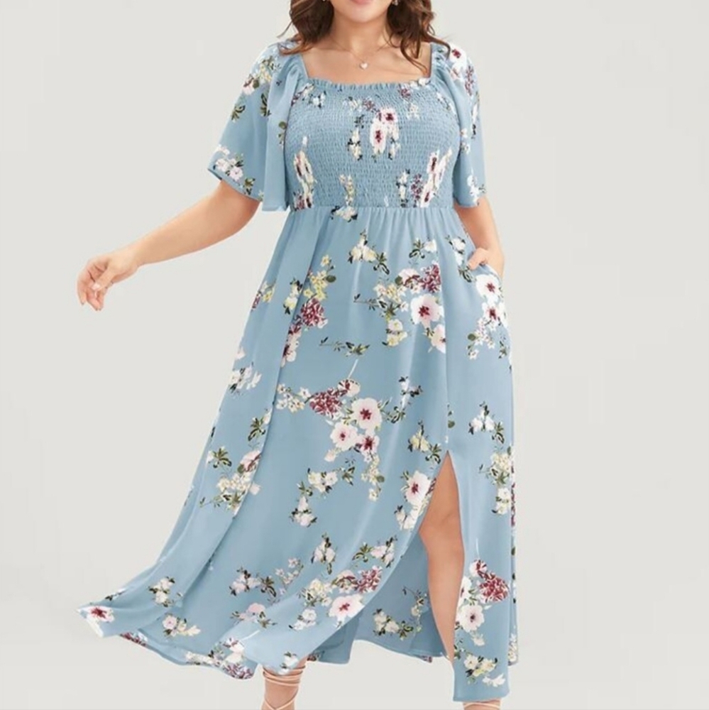 BloomChic Light Blue Floral Maxi Dress